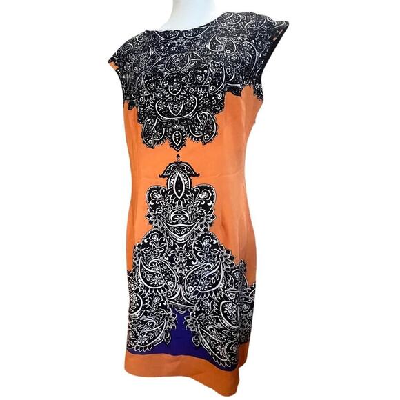 I LE NEW YORK SLEEVELESS FITTED COLORFUL STRETCHY DRESS WOMENS SIZE 12 - Picture 1 of 6